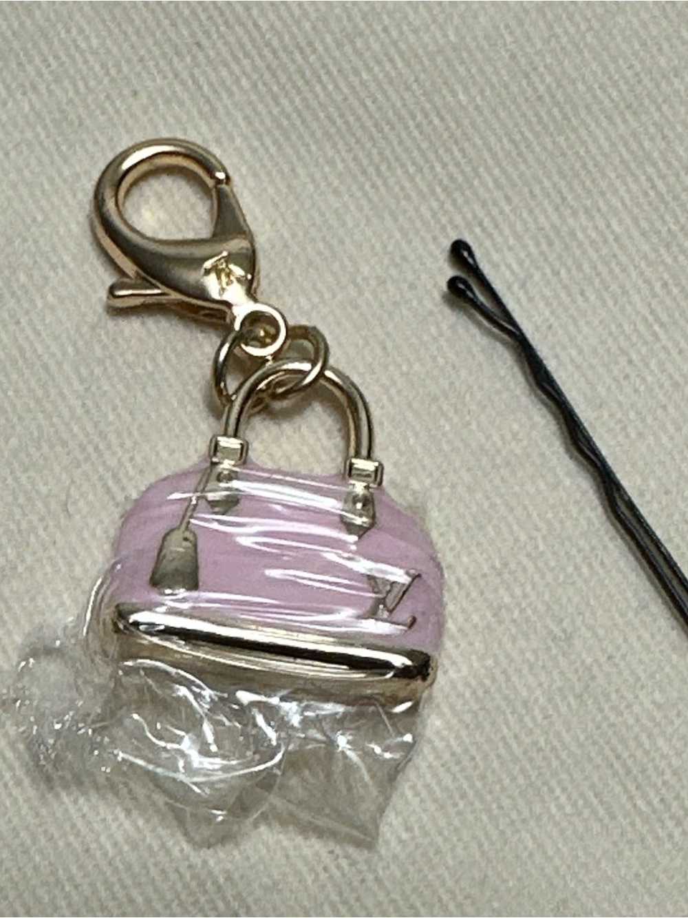 Pink Alma Bag Charm Key Holder with Gold Hardware-mini - Picture 2 of 5